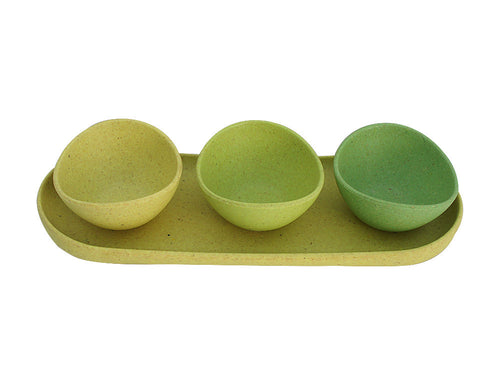 Natura Line Condiment Dishes with Tray, Set of 3, Ombre Greens - Utopia Alley