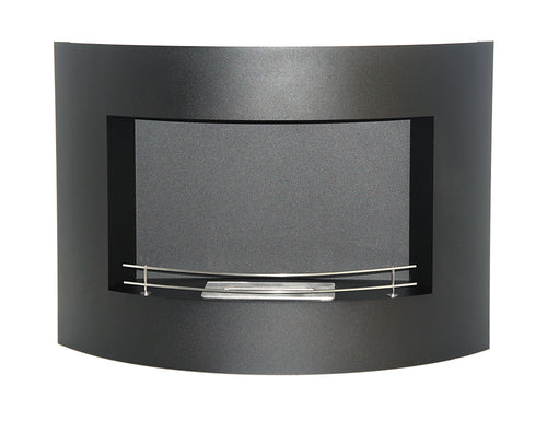 Curved Wall Mount Ethanol Fireplace, Black - Utopia Alley - 1