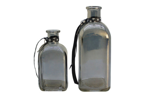 Tinted Glass Bottle with Decorative Ribbon,Medium - Utopia Alley - 1