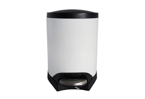 Slimline Step Bin, White with Black Trim, 5 L (1.32 Gal) - Utopia Alley - 1