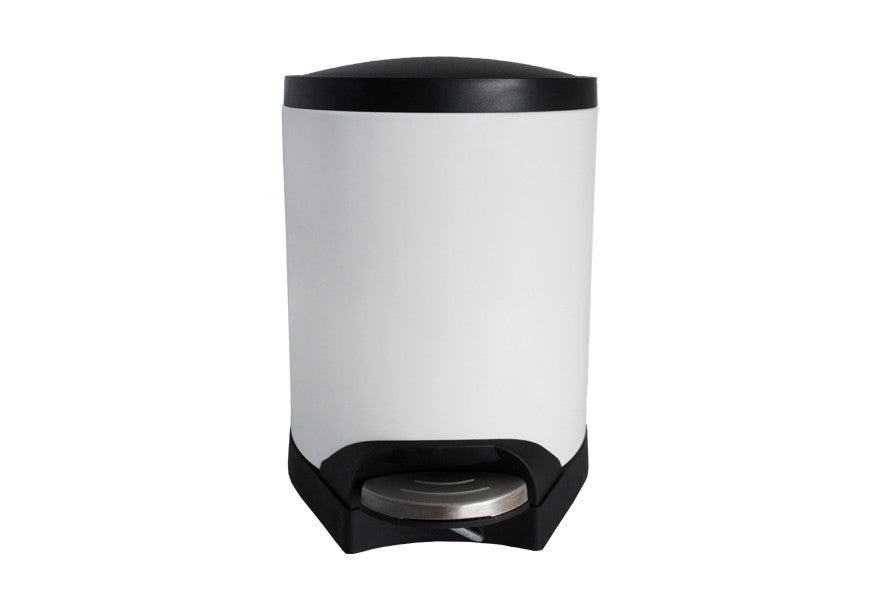 Slimline Step Bin, White with Black Trim, 5 L (1.32 Gal) - Utopia Alley - 1