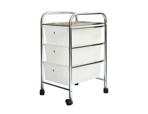 Finee 3 Drawer Storage Cart Organizer, Frosted White / Chrome - Utopia Alley - 1