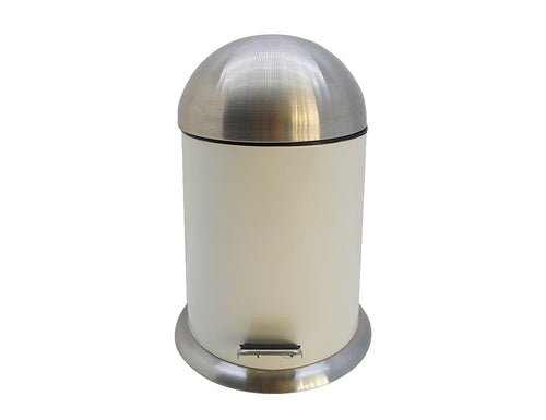 Deco Stainless Steel Trash Can with Dome Lid  & White Accent, 20 L (5.3 Gal) - Utopia Alley - 1