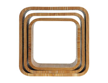 Wood Veneer 3 Piece Wall Shelf Cube Set 12.6", Bamboo Ash - Utopia Alley - 1