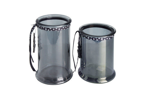 Tinted Glass Jars with Removable Snowflake Ribbons & Christmas Tree Charms - Utopia Alley - 1