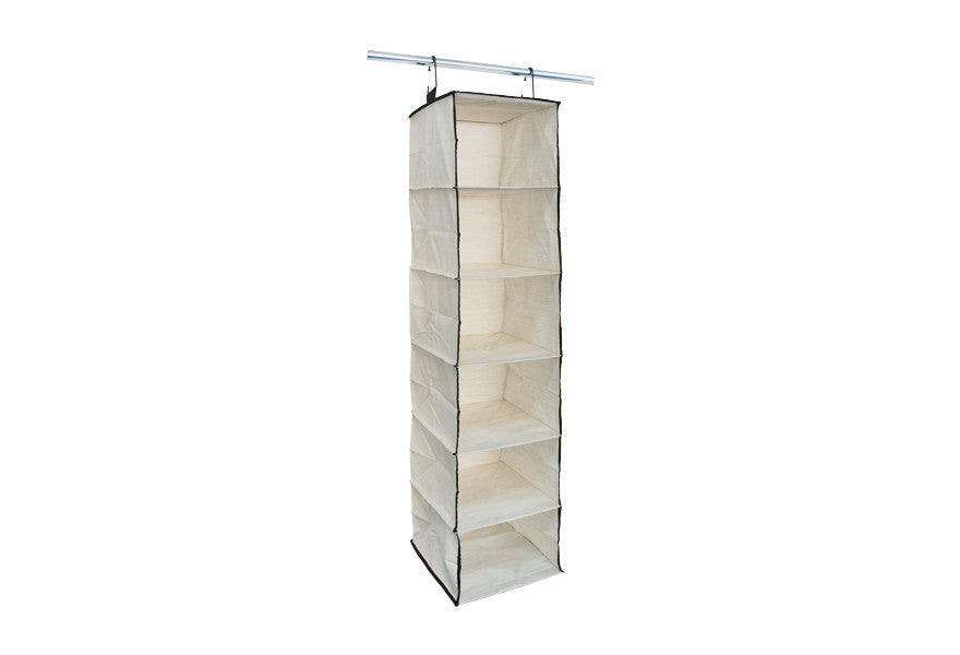 Hanging Closet Storage Organizer, 6 Shelves, Natural Canvas - Utopia Alley - 1