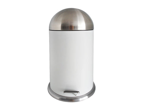 Deco Dome Stainless Steel Trash Can with White Accent, 5 L (1.32 Gal) - Utopia Alley - 1