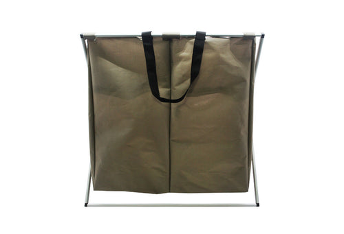 Folding Double Divided Laundry Bag Organizer, Mocha - Utopia Alley - 1