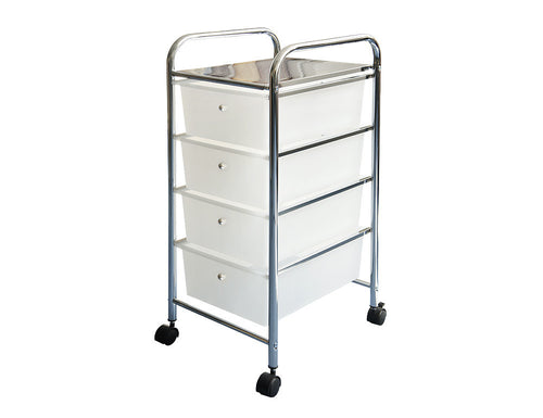 Finee 4 Drawer Storage Cart Organizer, Frosted White / Chrome - Utopia Alley - 1