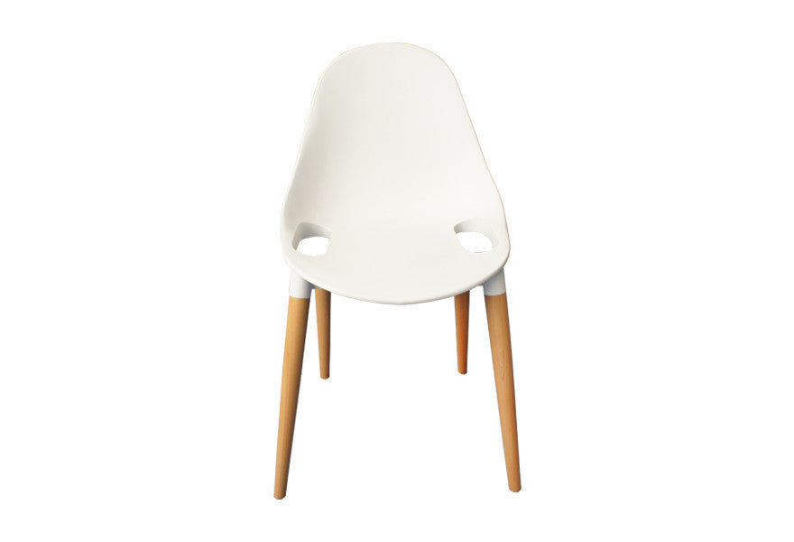 Marti White Plastic Chair with Beech Wood Legs - Utopia Alley - 1