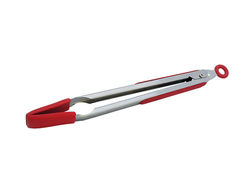 Heat Resistant Stainless Steel Salad Tongs with Silicone, Red - Utopia Alley - 1