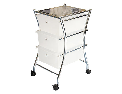 Mari 3 Drawer Organizer Cart, Frosted White / Chrome - Utopia Alley - 1