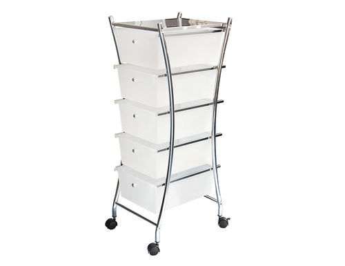 Mari 5 Drawer Organizer Cart, Frosted White / Chrome - Utopia Alley - 1