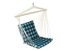 Brodie Hanging Rope Chair Patio / Porch Swing Seat, Aqua or Red Plaid - Utopia Alley - 6