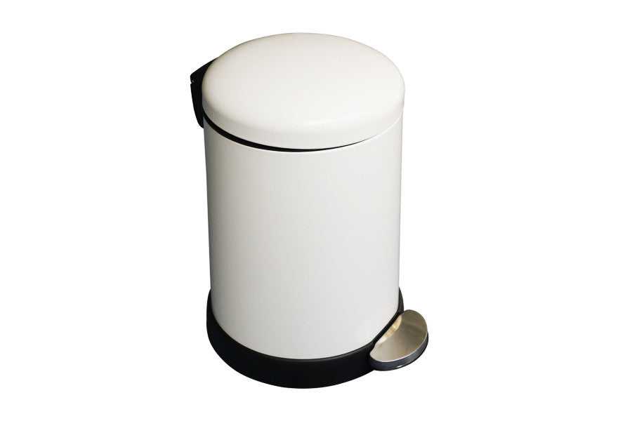 Rex Round Trash Can, Steel Lid Step Can, White, 20 L (5.3 Gal) - Utopia Alley - 1