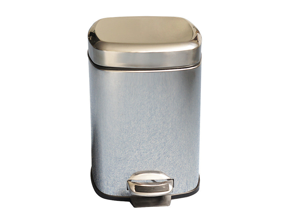 Silver Square Stainless Steel Trash Can / Step Can, 6 L (1.6 Gal) - Utopia Alley - 1