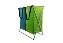 Folding 2 Section Divided Laundry Hamper, Blue / Green - Utopia Alley - 2