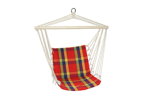 Brodie Hanging Rope Chair Patio / Porch Swing Seat, Aqua or Red Plaid - Utopia Alley - 1