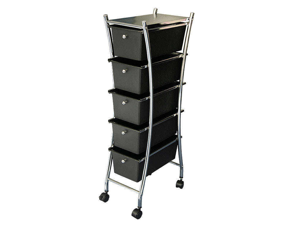 Mari 5 Drawer Organizer Cart, Black / Chrome - Utopia Alley - 1