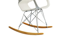 Mid Century Modern Rocking Chair, Chrome & Wood Base, Cut out Arms, White - Utopia Alley - 3
