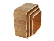 Wood Veneer 3 Piece Wall Shelf Cube Set 12.6", Bamboo Ash - Utopia Alley - 3