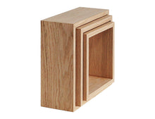 Wood Veneer 3 Piece Wall Shelf Cube Set 12", Medium Oak - Utopia Alley - 3