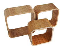 Wood Veneer 3 Piece Wall Shelf Cube Set 12.6", Bamboo Ash - Utopia Alley - 2