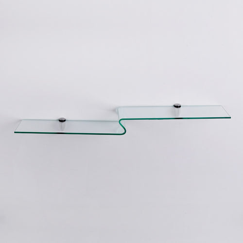 Zig Zag Glass Wall Shelf, Clear, 31.6
