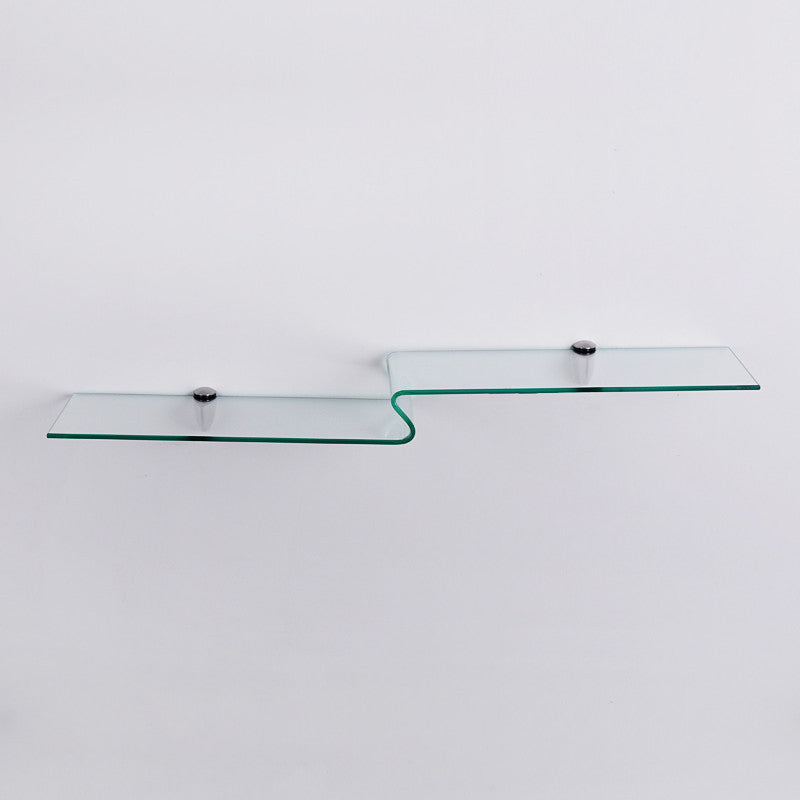 Zig Zag Glass Wall Shelf, Clear, 31.6