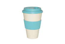 EcoFriendly Bamboo Cup With Silicone Lid, Natural / Blue - Utopia Alley - 2