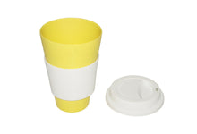 EcoFriendly Bamboo Cup With Silicone Lid, Yellow / White - Utopia Alley - 4