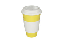 EcoFriendly Bamboo Cup With Silicone Lid, Yellow / White - Utopia Alley - 1