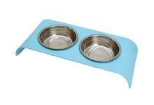 Double Stainless Steel Dog Bowls with Color Base, Blue or Red, 16" - Utopia Alley - 2