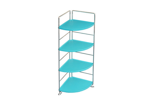 Four Tier Floor Stand Corner Shelving Unit, Aqua Blue - Utopia Alley - 1